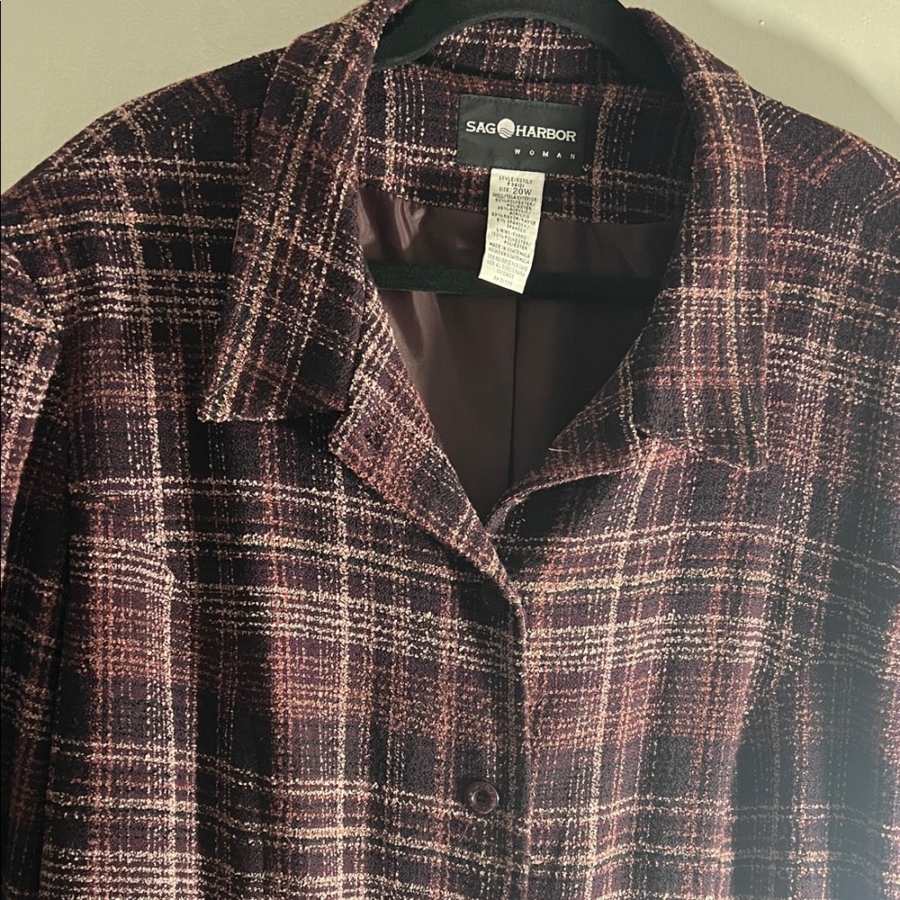 Sag Harbor Women's Checkered Blazer - Purple and Black